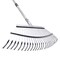 Heavy-Duty Metal Leaf Rake with 25 Stainless Steel Tines and Foldable Adjustable Handle